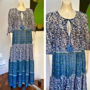 Daughters of India Deepa Sapphire Blue maxi dress  Sz M-L